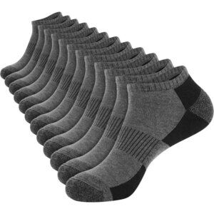 Men's  Dark Grey Cushioned Ankle Socks, Low Cut Breathable Casual Socks 12 Pack